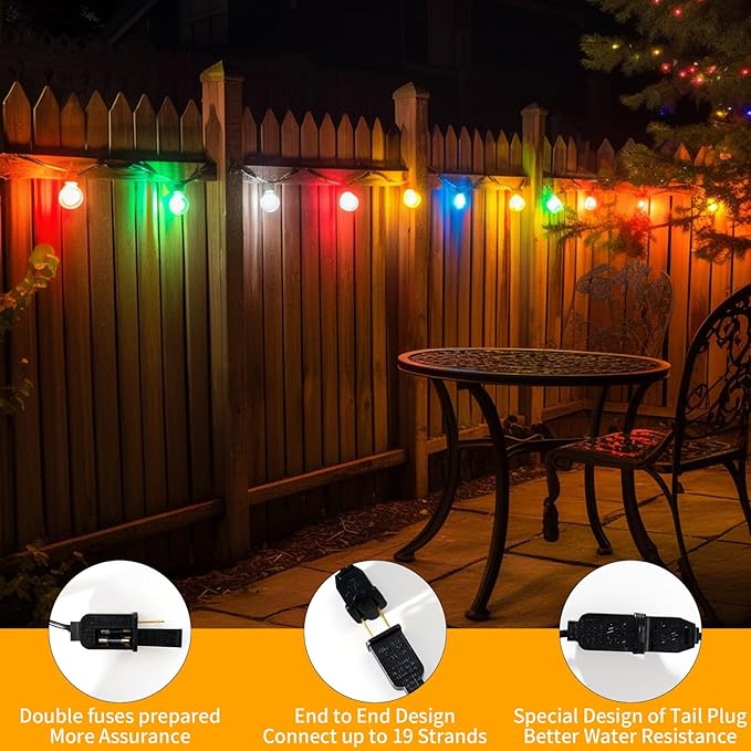 40FT LED Outdoor String Lights Waterproof, G40 LED Globe Outdoor Lighting for Patio with 27 Edison Vintage Shatterproof Bulbs, Connectable Backyard Lights for Garden, Bistro, Porch, Cafe