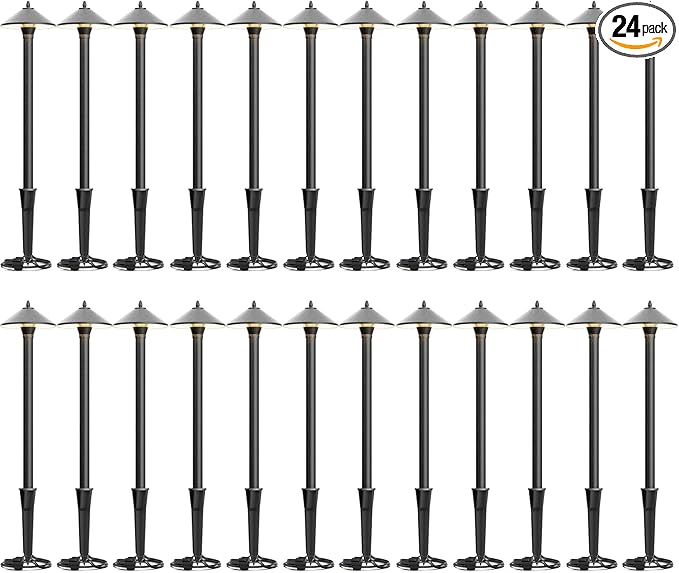 24PK Low Voltage LED Pathway Lights 1.2W Outdoor Landscape Lighting 40 Lumen Landscape Path Lights 2700K for Lawn Patio Yard Walkway Driveway Pathway Garden
