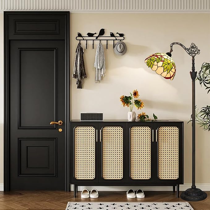 Tiffany Floor Lamp Green Grape Leaf Stained Glass Lamp Tiffany Style Floor Lamp Retro Adjustable Upright Warm Light Reading Lamp Home Decoration Lighting Living Room Bedroom Office Dining Room Study