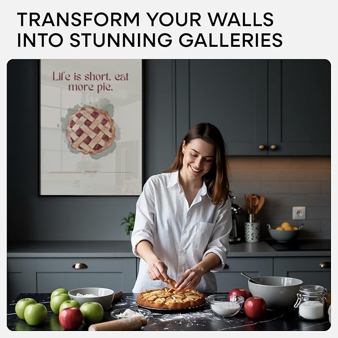 Homeforia 20 x 28 Picture Frame Black, High End Metal 20x28 Poster Frames with Mat 14x22 for Photo, 20 x 28 Black Frame Matted to 14 x 22 Print, 28x20 Hanging Frame, Tempered Glass, Wall Kit, Set of 3