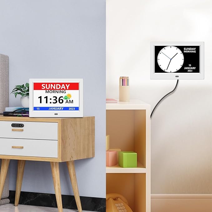 11 Inch Digital Clock with Day and Date for Elderly Alzheimer's Clock Customizable Alarms 3 Display Modes Large Font Alarm Clock for Seniors Auto DST