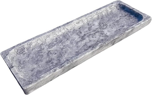 Vintage Natural Marble Vanity Tray: 10.6" x 3.5" Rectangular Decorative Organizer for Bathroom Kitchen Dresser Desk Entryway Decor, Blue Sky