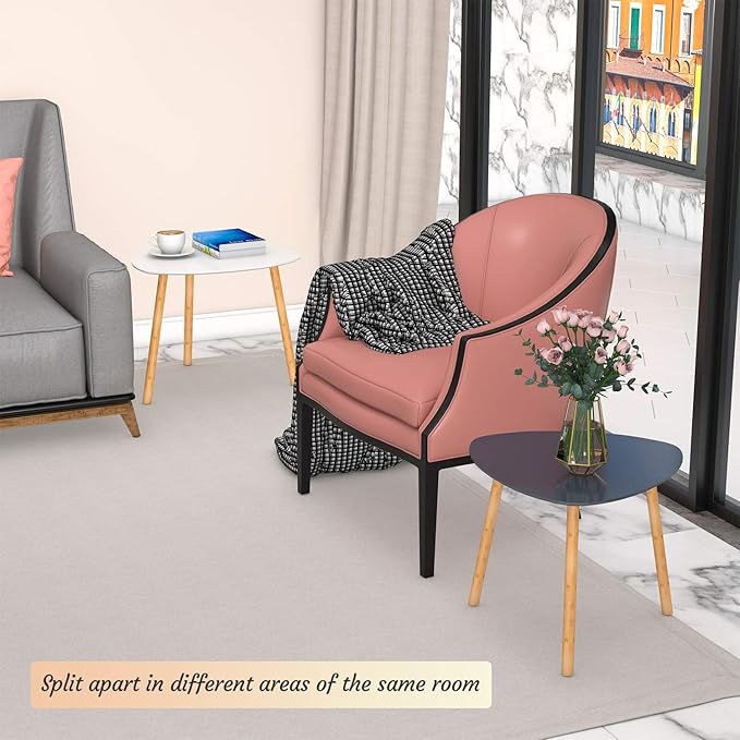 Bambloom Bamboo Nesting Coffee Tables - Small Coffee Table for Living Room, Set of 2 Triangle End Table Modern Side Table for Bedroom Apartment Balcony Yard Small Spaces, (White & Gray)