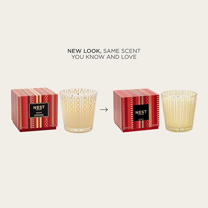 NEST New York Scented 3-Wick Candle, Holiday - 21.2 oz - Up to 100-Hour Burn Time - Reusable Glass Vessel