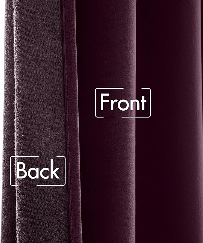 MIULEE Dark Purple Velvet Curtains 84 inches - Luxury Blackout Curtains for Bedroom Living Room Thermal Insulated Super Soft Window Drapes Rod Pocket & Back Tab, W52 x L84 inches, 2 Panels