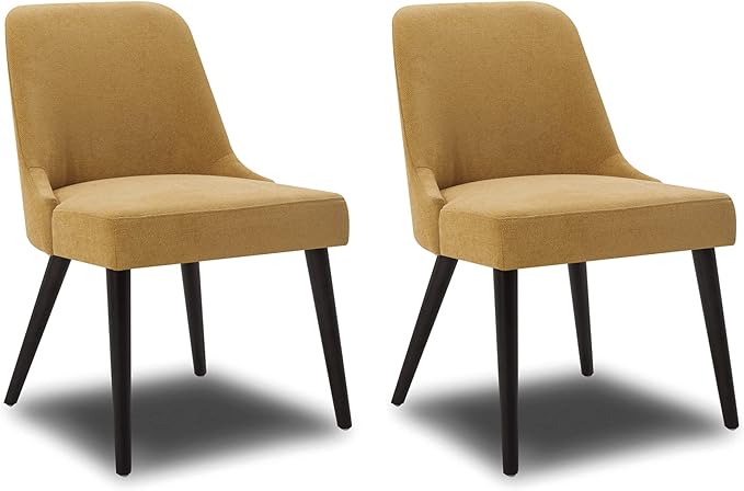 CHITA Mid-Century Modern Dining Chair, Upholstered Fabric Accent Chair, Set of 2,Canary Yellow in Fabric