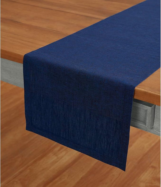 Solino Home Linen Royal Blue Table Runner 108 Inches Long - Athena, 100% Pure Linen 14 x 108 Inch Table Runner