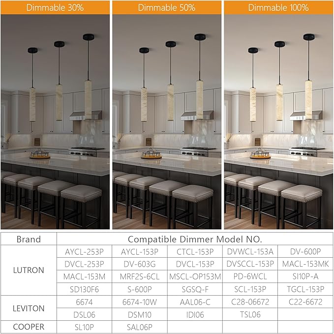 LMQNINE Natural Alabaster Pendant Lights for Kitchen Island White Marble Long Tube Chandelier Modern Black Ceiling Light Fixtures for Bedroom Dining Room Table Living Room Hallway(M-1Pack)