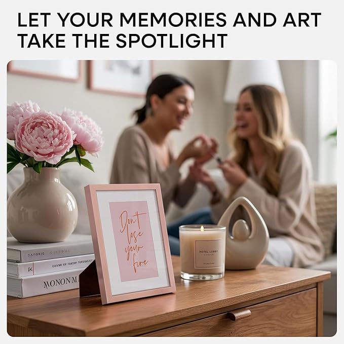 Homeforia Rose Gold 4x6 Picture Frame, High End Metal 4 x 6 Frames with Mat 3 x 5 for Print, 4by6 Desk Frame Matted to 3x5 inch Photo, 4 by 6 Wall or Tabletop Frame, Tempered Glass, Wall Kit, Set of 2