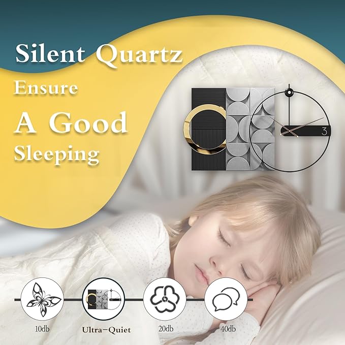 Wall Clock Large Oversized 30 Inch - Modern Nordic Style Black Metal, Battery Operated Silent Non-Ticking Decorative Clock for Living Room Bedroom Office