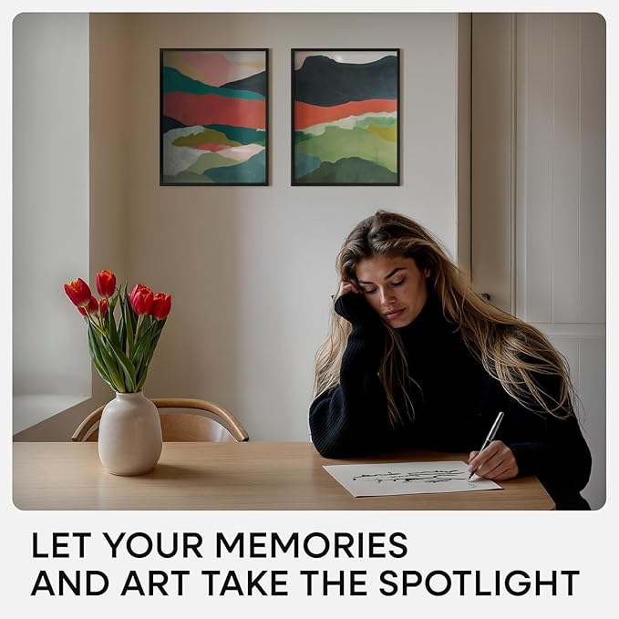 Homeforia Black 11x14 Picture Frame, High End Metal 11x14 Poster Frames with Mat 8x10, 11 x 14 Black Frame Matted to 8 x 10 inch Photo, 11 by 14 Thin Hanging Frames, Tempered Glass, Wall Kit, Set of 4