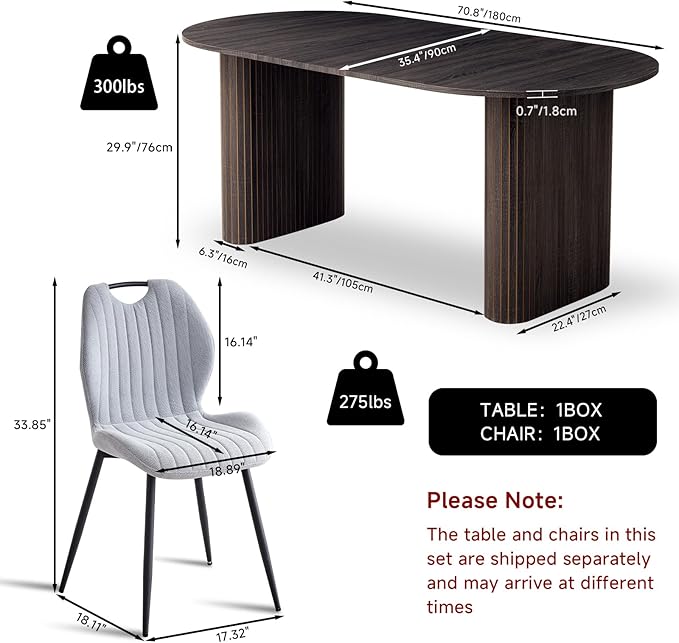 5-Piece Dining Table Set for 4 6 People with Heavy Duty Legs, Dining Room Table Chairs Set for Living Room, Kitchen, Apartment