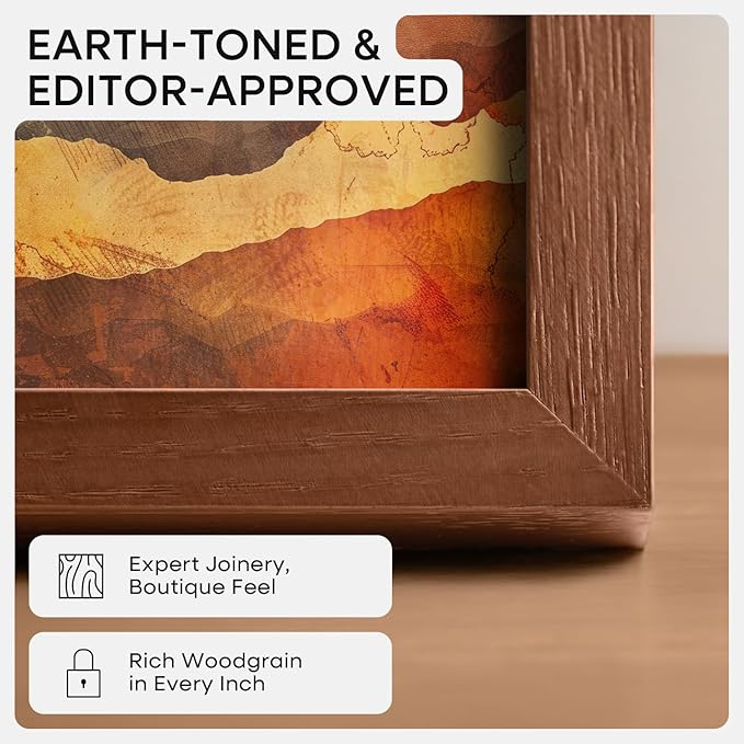 Homeforia 24x36 Walnut Wood Frame, High End Dark Oak 24x36 Large Wooden Poster Frame with Mat 20x30, 24 x 36 Brown Picture Frame Matted to 20 x 30, 36x24 Thin Frame, Tempered Glass, Wall Kit, Set of 1