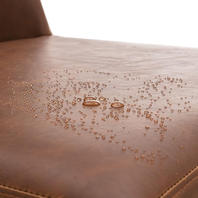 VESCASA Faux Leather Upholstered Dining Chairs with Back, Mid Century Modern Chairs with Black Metal Frame for Dining Room, Restaurant, Kitchen, Set of 2, Brown