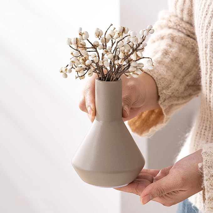 Ceramic Vase Set of 3, Modern Decorative Flower Rustic Farmhouse Decor Vase for Home Decor Bouquet Pampas Grass Dried Fresh Flowers, Living Room, Kitchen, Bedroom, Bathroom and Shelf