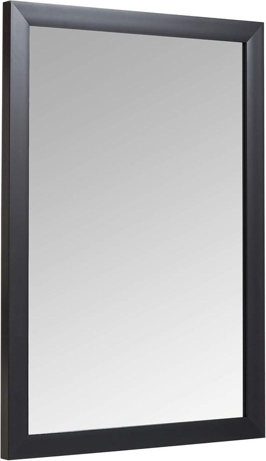 Amazon Basics Rectangular Wall Mount Mirror, Standard Trim, Black, 20" x 28"