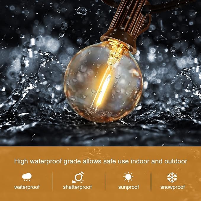 HISTAR 96FT LED Outdoor String Lights With Remote - Waterproof G40 Globe Lights, 52 Dimmable Shatterproof Bulbs for Patio, Backyard, Balcony, Bistro, Cafe Decorative Lighting