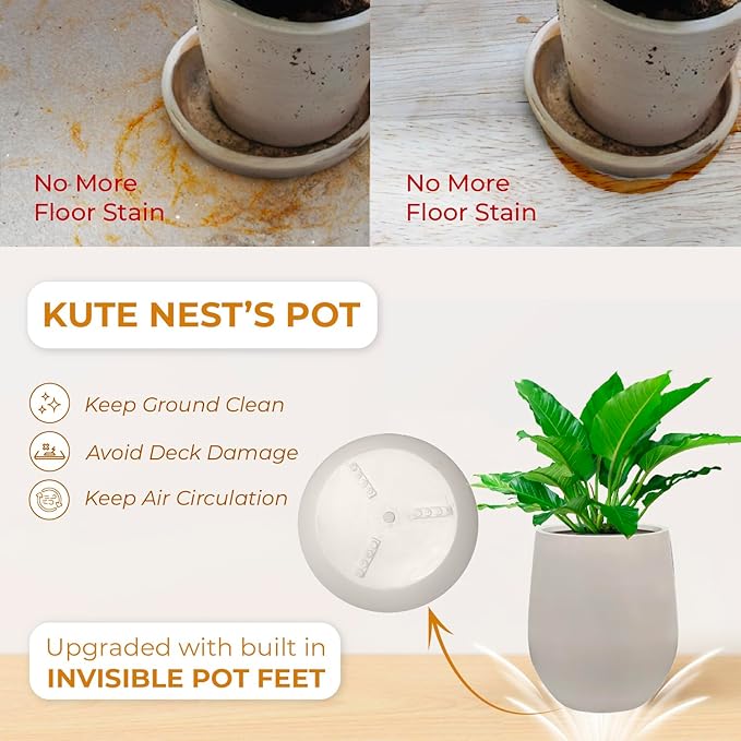 16.5" H x 15" D Corso Fiberstone Round Tapered Planter with Drainage Hole, Smooth Finishes, Weather Resistant for Indoor & Outdoor Use, Included 2 Extra Coco Mats (Taupe, 11.5" Pot Opening)