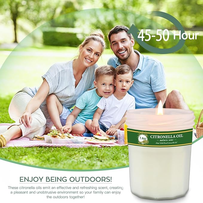 Citronella Candles Outdoor, 4 Pack 29.6oz Natural Soy Wax Citronella Candle up to 200 Hours Burning, Fresh Citronella Oil Candles Sets Summer Gifts for Garden, Patio, Yard, Balcony BBQ, Camping