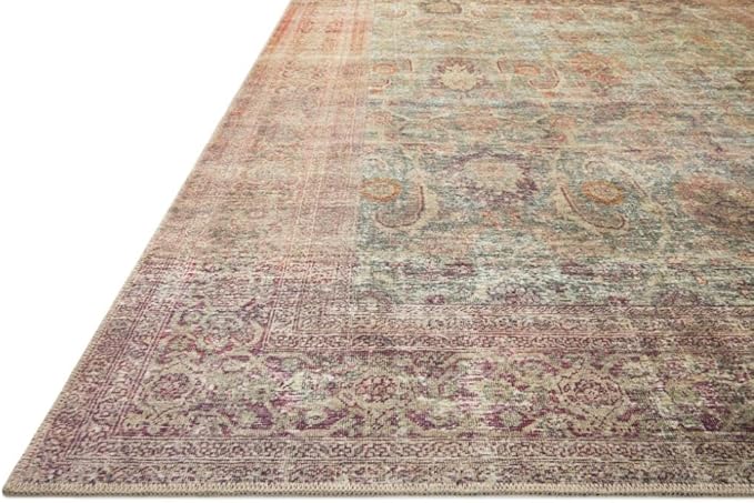 Loloi Amber Lewis Georgie Collection GER-03 Jade/Sunset 7'-6" x 9'-6", .19" Pile Height, Area Rug