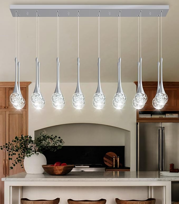 16 Lights Modern Glam Crystal Chandelier for High Ceiling LED Dimmable Pendant Light for Staircase Foyer Enterway Living Room Chandelier Lighting Silver