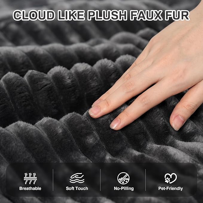 Chaise Lounge Chair Indoor, 67" Oversized Comfy Plush Fur Sleeper Sofa Bed with Cup Holders and Wide Armrests, Boneless Upholstered Recliner Bed, Modern Cloud Couch for Living Room, Grey