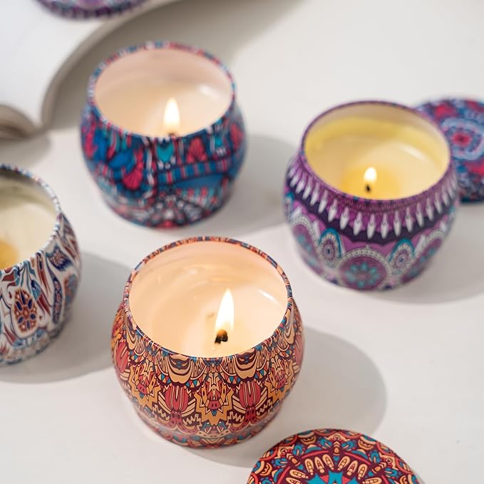 Topadorn 4 Pack Scented Candles Gift Set - Soy Wax Aromatherapy Candles for Home, Relaxation, Meditation, Yoga - Long Lasting Fragrance (Lavender, Vanilla, Citrus, Eucalyptus)