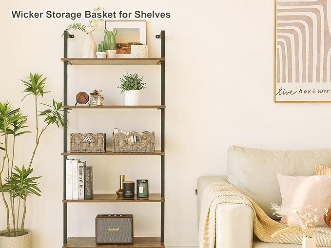 StorageWorks Scalloped Wicker Basket, Hand-woven Rattan Baskets with Built-in Handles, Seagrass Basket for Organizing and Decor, 2 Pack