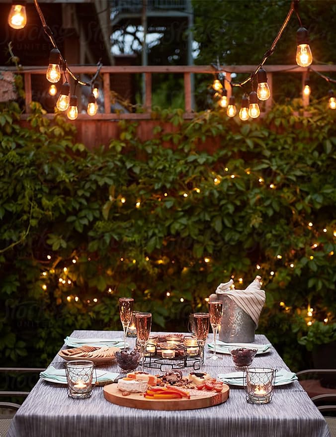 Svater Outdoor String Lights Led 105FT, Commercial Grade Patio Lights with 1W Dimmable S14 Shatterproof Bulbs, ETL Listed Heavy-Duty Outside Waterproof Cafe Bistro Market Lighting Warm White