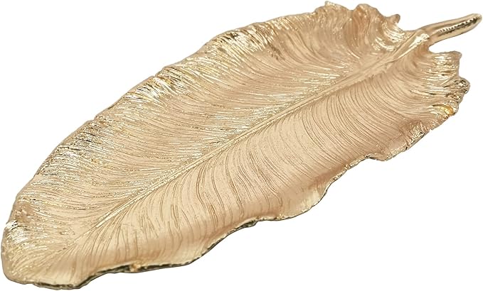 Metal Jewelry Dish, Small Leaf Shaped Ring Holder Jewelry Organizer, Trinket Dish Vanity Tray for Dresser Christmas Birthday Wedding Gifts