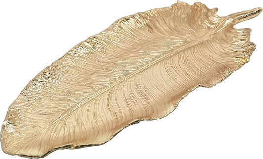 Metal Jewelry Dish, Small Leaf Shaped Ring Holder Jewelry Organizer, Trinket Dish Vanity Tray for Dresser Christmas Birthday Wedding Gifts