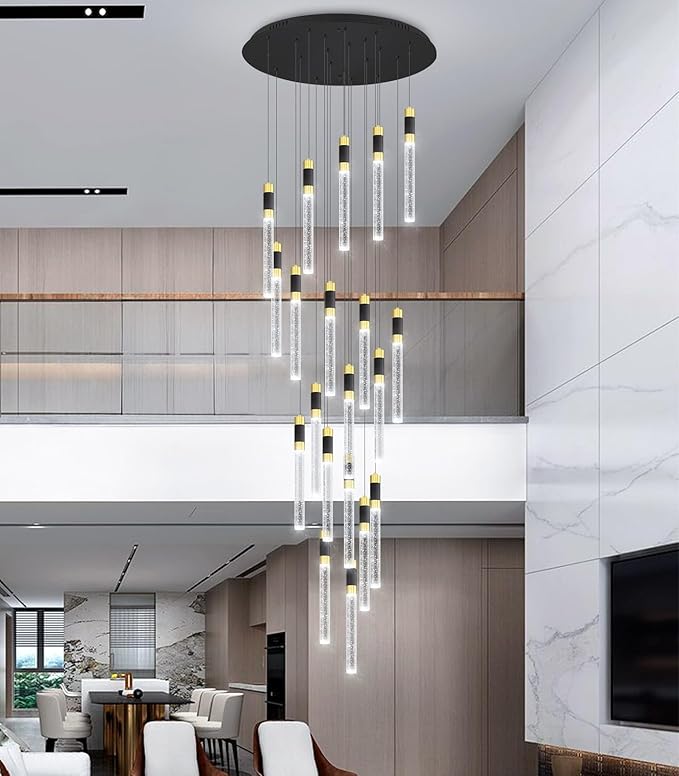 157inch 20-Lights Modern Chandeliers for Living Room LED Dimmbale Light Fixture Entryway High Ceiling Light Pendants Lighting for Dining Room Hallway Staircase with Remote Dimming Chandelier