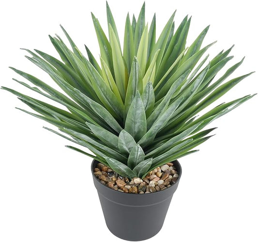 Velener Artificial Agave Plant in Black Pot with Real Stone Pebbles, Large Fake Agave Plants for Indoor and Outdoor-15 inches Tall, 81 Leaves
