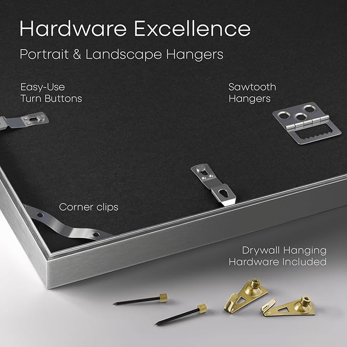 Homeforia 11x14 Diploma Frame Silver, High End Metal 11 x 14 Certificate Frames with Mat 8.5 by 11, 11by14 Document Frame Matted to 8.5x11, Award Graduation Frames, Tempered Glass, Wall Kit, Set of 1