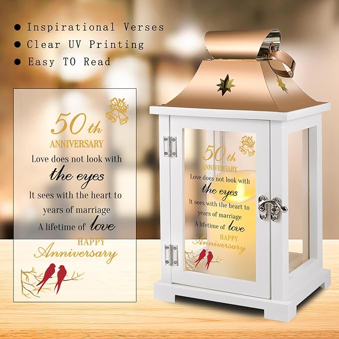 50th Wedding Anniversary Lantern,Best 50th Anniversary Wedding Gifts for Couple Parents Wife Husband Grandparents,Unique 50th Anniversary Wedding Gift Ideas,Happy 50th Anniversary Decoration