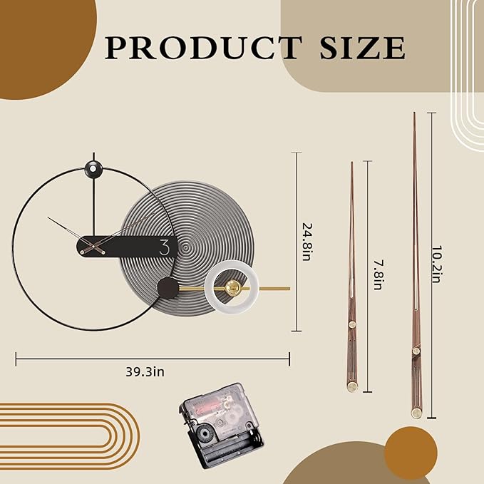 Wall Clock Large 25 Inch - Nordic Style Grey, Silent Non-Ticking Battery Operated Analog Hanging Clock for Living Room Office Bedroom Kitchen Mantel Decor