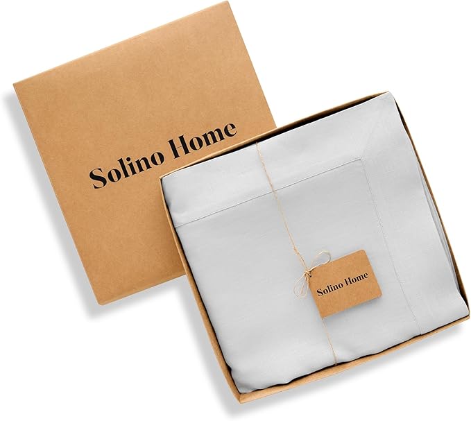 Solino Home Linen Tablecloth for Rectangle Tables 60 x 120 Inch - 100% Pure Linen Silver Cloud Table Cloth - Fete, Machine Washable Cloth Tablecloth for Fall, Autumn, Thanksgiving