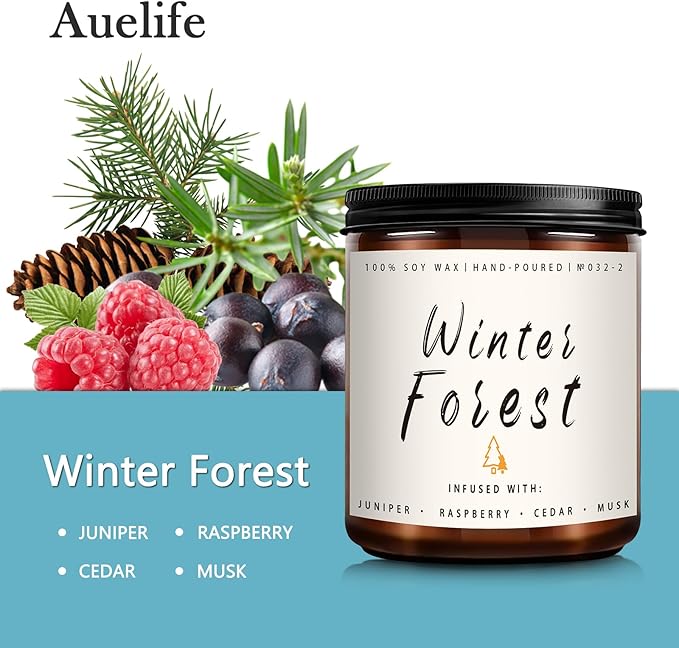 Winter Forest Candle - Holiday Scented Soy Candle for Home - Christmas Gifts for Women