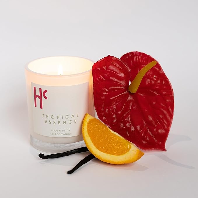 Tropical Essence Single Wick Soy Candles, Luxury Scented Candles for Home - Up to 60 Hour Burn Time, Cruelty-Free Soy Wax Blend - Floral Fragrance, Notes of Coconut & Citrus (9 oz)