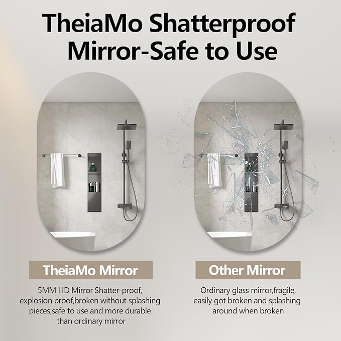 36" x 24" Frameless Mirror Wall Mirror, Modern Oval Bathroom Mirror with Polished Edge, Hang Horizontally or Vertically, for Bedroom Bathroom Livingroom Gym Entryway and More