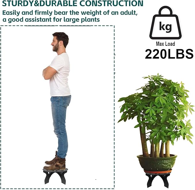 2 Pack Metal Plant Stand for Indoor and Outdoor Use – 220LB load Capacity Small Plant Rack,Thickened Steel Plate, Storage Shelf, Rustproof Potted Plant Holder