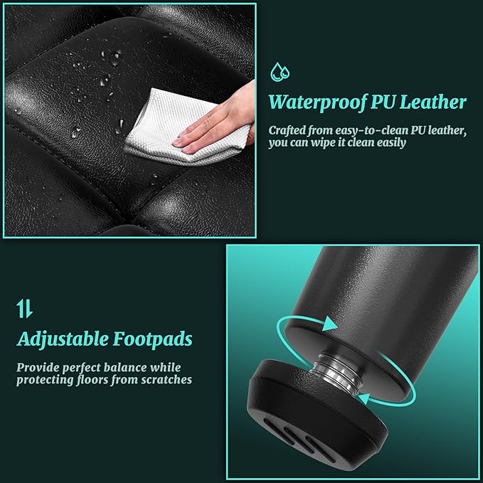 Leather Dining Chairs Set of 6, Upholstered Dining Room Kitchen Chairs with Thick Cushion, High Backrest, Metal Legs, Mid Century Modern Side Chair for Living Room Cafe Restaurant, Ink Black