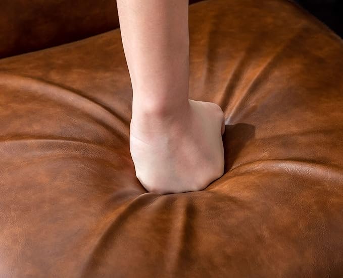 VESCASA Faux Leather Upholstered Dining Chairs with Black Metal Frame, Mid Century Modern Padded Kitchen Chair with Adjustable Foot Pads for Restaurant, Dining Room, Set of 6, Brown