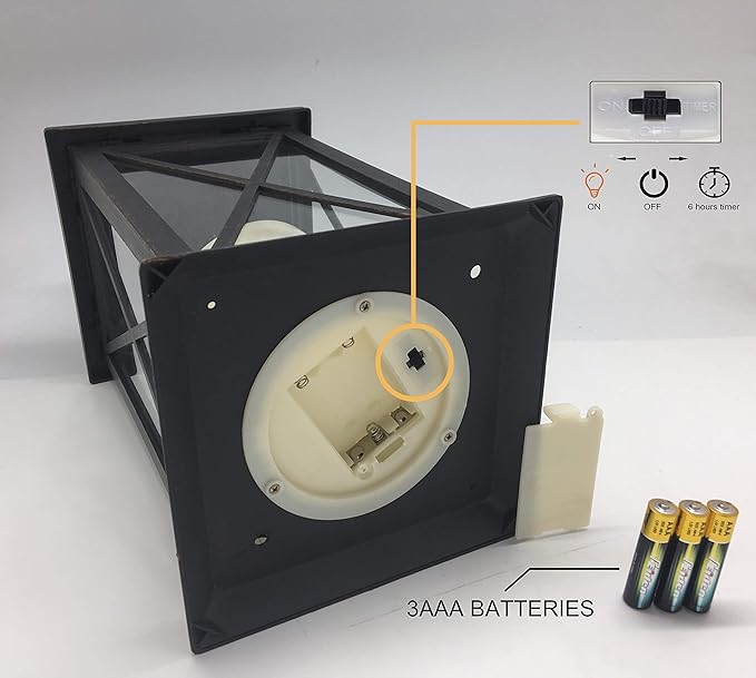 YAKii 14" Decorative Candle Lantern LED Flameless Candle Timer, Plastic LED Candle & Holder, Indoor & Outdoor Hanging Lights,Christmas Day Decoration Pack of 6 (Antique Copper Brushed)