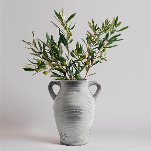 Sunddo Rustic Ceramic Vase for Home Decor, 8 inch Farmhouse Vintage Boho Vase, Farmhouse Decor, Table Living Room Bedroom Fireplace Decor