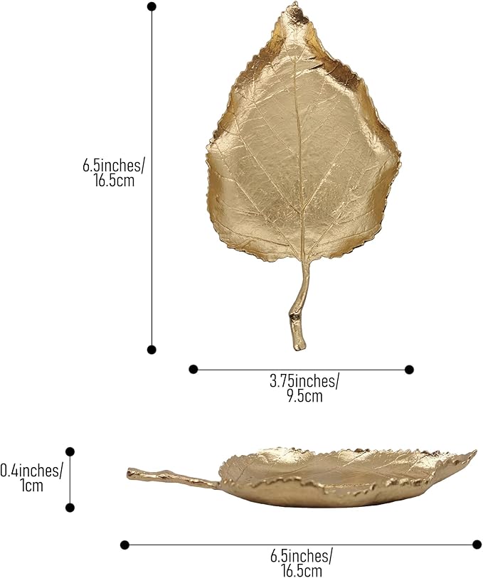 Jewelry Dish, Metal Trinket Dish Leaf Shaped Ring Holder Jewelry Organizer Vanity Dish Tray for Dresser Christmas Birthday Wedding Gifts (Single Mulberry Leaf)