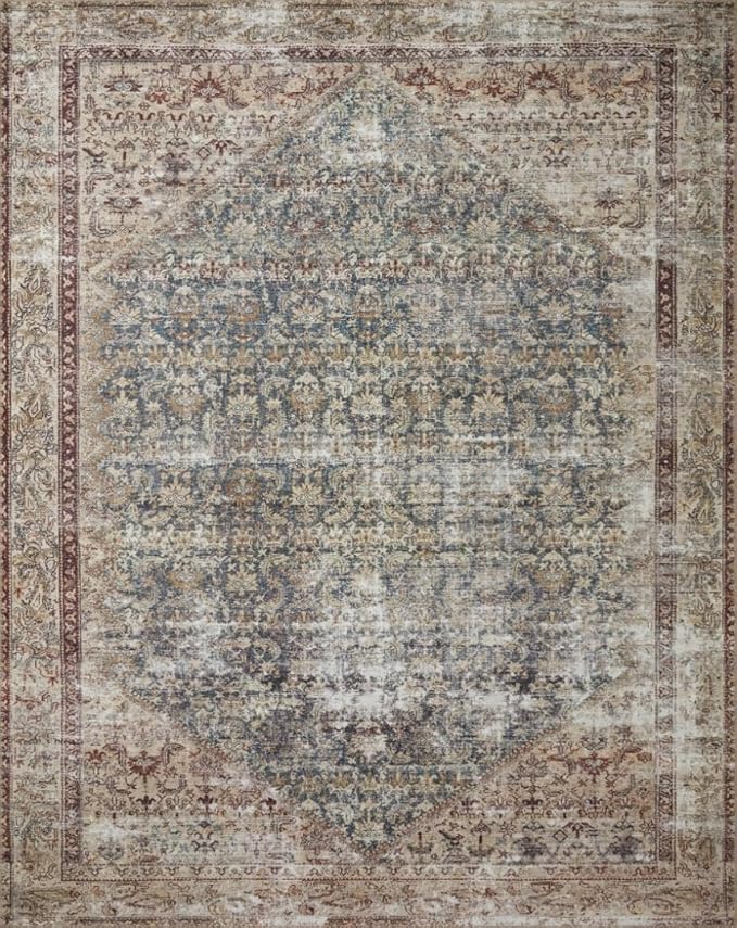 Loloi Amber Lewis Georgie Collection GER-04 Teal/Antique 2'-6" x 9'-6", .19" Pile Height, Runner Rug