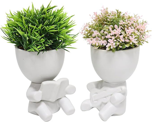 Zerzsy Fake Succulent, Mini Succulents Plants Desk Plant for Office Decor for Women, Cute Fake Plants Bathroom Decor - Set of 2