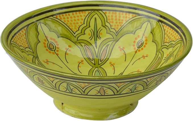 Ceramic Bowls Moroccan Handmade Serving Bowl Large 12 Inches in diameter Multicolored Green