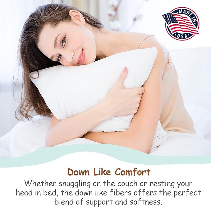 Pillowflex Synthetic Down Pillow Insert - 12x22 Down Alternative Pillow, Ultra Soft, Small Rectangle, Lumbar, Travel, Neck, Sleeping Pillow - 1 Decorative Pillow Form